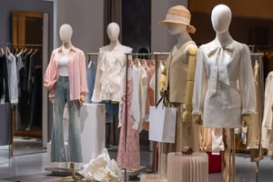 Mannequins display clothes in the storefront of a global fashion powerhouse.