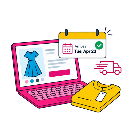 Delivery date displayed on an ecommerce product page