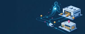 An AI shopper places an order with network nodes to the warehouse and retail store