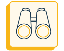 Icon representing lost in translation with an illustration pair of binoculars