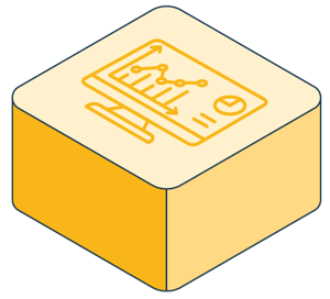Yellow tile icon with a product display page.