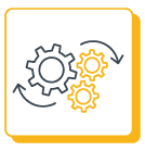 Icon with gears running.